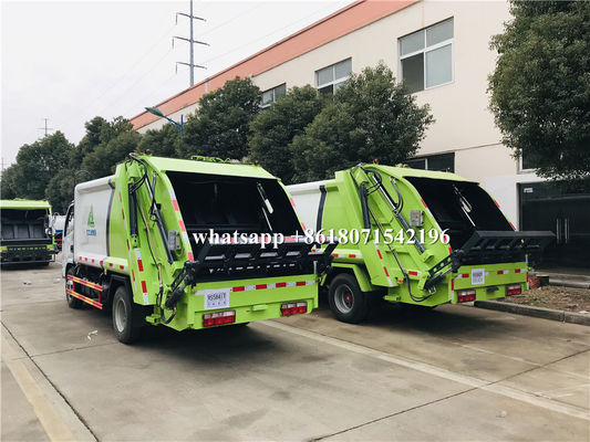 3 Ton Hydraulic Rubbish Compactor Truck , Rear Loader Garbage Truck Logo Printed