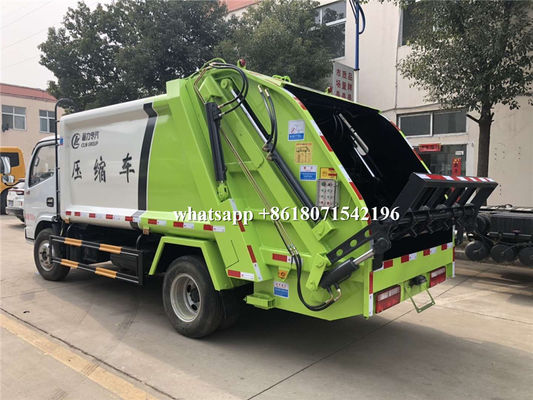 White And Green 6CBM Refuse Collection Truck , Waste Compactor Truck 102HP