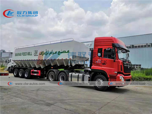 Tri Axle 25T 30T Hydraulic Livestock Feed Bulk Transport Semi Trailer